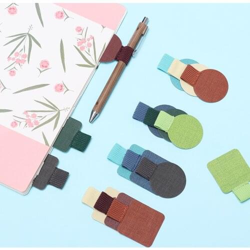 4PCS Colorful Self-adhesive Leather Pen Clip Pencil Elastic Loop for Notebooks Journals Clipboards Pen Holder School Office Supp
