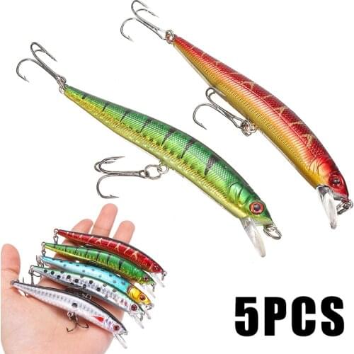 5pcs Artificial Bait Fishing Tackle Spinning Pike Sea Bass Perch Fake Hard Fishing Lures Crankbait Hard Hooks 9g