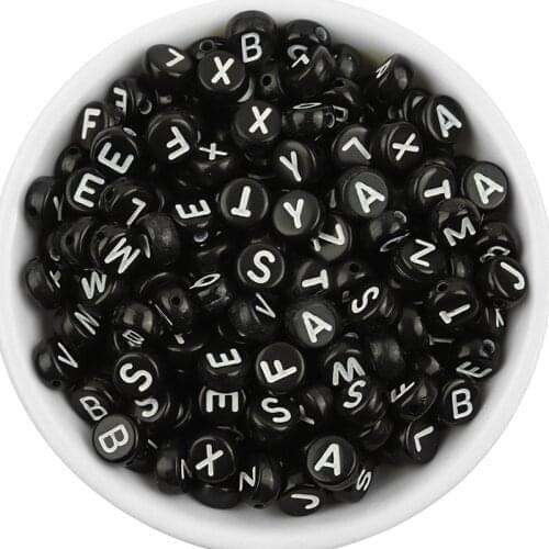 50pcs/pack N---Z Acrylic oblate letter beads Black gold single letter beads diy word jewelry bracelet
