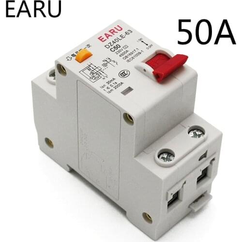 50A DZ40LE EPNL DPNL 230V 1P+N Residual Current Circuit Breaker With Over And Short Current Leakage Protection RCBO RCCB MCB