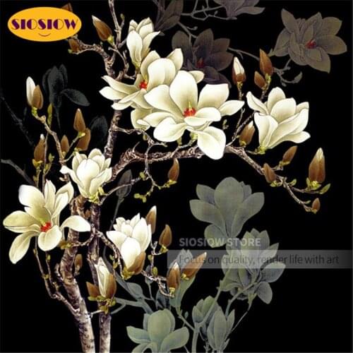 5D DIY Diamond Painting Magnolia Flower 3D Chinese Mosaic Cross Stitch Kits Full Drill Square Round Daimond Embroidery Deco Home
