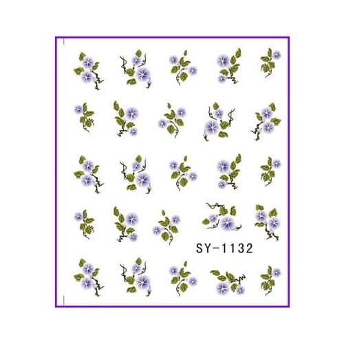 6 PACK/ LOT GLITTER WATER DECAL NAIL ART NAIL STICKER FLOWER NARCISSUS CHRYSANTHEMUM SY1131-1136