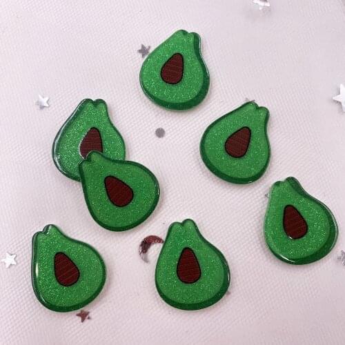 Glitter Colorful Green Avocado Flatback Sheet Miniature Pattern Plane Applique DIY Scrapbook Home Decor Craft OJ152
