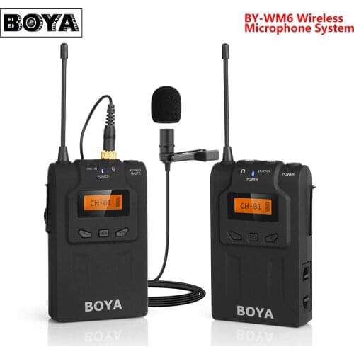 BOYA BY-WM6 UHF Wireless Microphone System 48 Channel Omni-directional Lavalier Professional Microphone for Sony DSLR Camcorders
