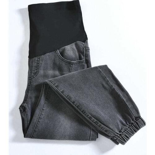 Pregnancy Abdominal Pants Boyfriend Jeans Maternity Harem Pants For Pregnant Women Clothes High Waist Trousers Loose Denim Jeans