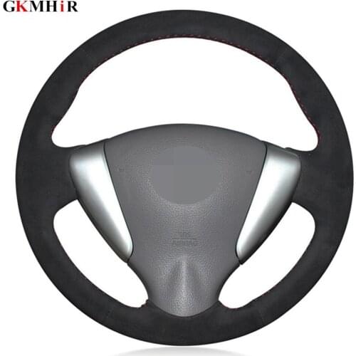 Black Suede Car Steering Wheel Cover for Nissan Tiida Sylphy 2011-2015 Versa Note 2014-2019 NV200 2014-2018 Sentra S 2013-2019