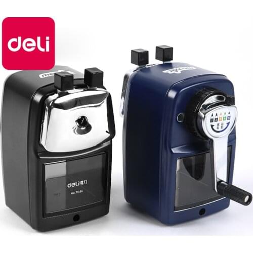 Deli 1pcs Adjustable Metal Pencil Sharpener Blue/Black 5 gear Students Hand-cranked for Art pencil Learning Office Stationery