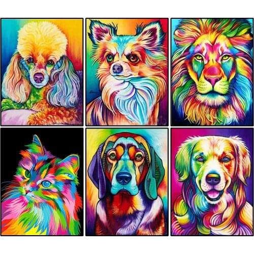 Full Square/Round Diamond Painting Color Dog 5D Diy Diamond Embroidery Animal Color Mosaic Cross Stitch Rhinestone Art Picture