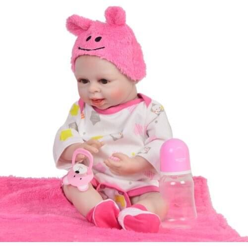 18" Full silicone reborn baby doll cute infant rebirth girl bebe reborn bonecas children gift toys can bathe
