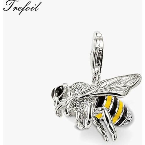 Enamel Bumble Bee Pendant, Fashion Jewelry 925 Sterling Silver Trendy Insect Gift For Women Girls Fit Necklace 2018 New