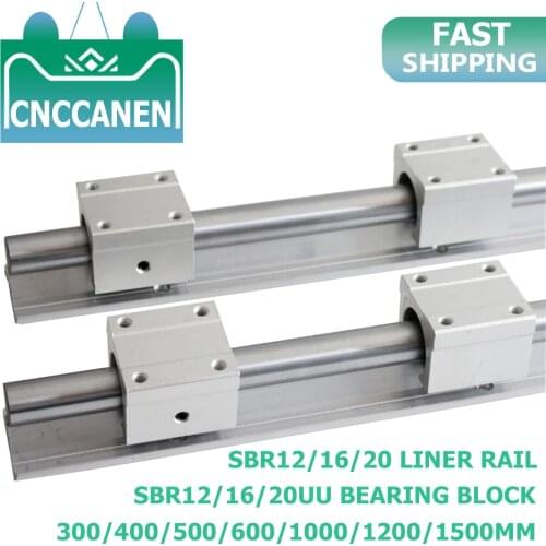 2PCS SBR12 SBR16 SBR20 20mm Linear Guide Rail 300-1500mm Fully Supported Linear Rail with SBR16UU Linear Bearing Block CNC Part