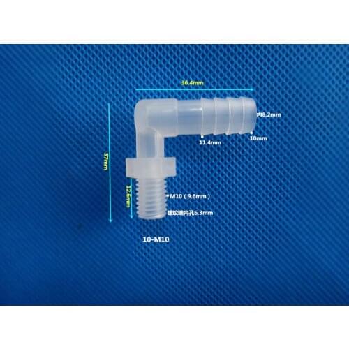 M10 thread to 10mm barb fitting 10-M10 right angled water nozzle Plastic elbow joint 90 screwed nipple