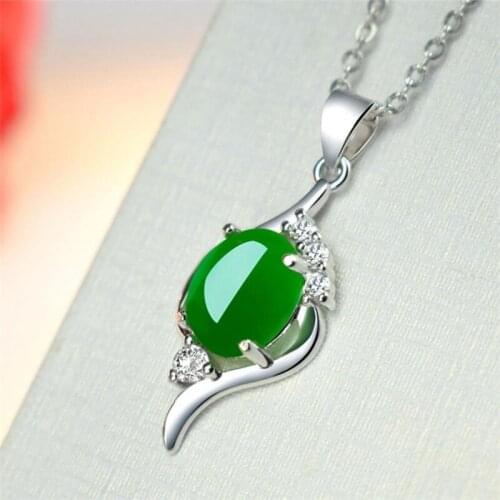 Trendy Silver 925 Girls Choker Necklace Jewelry Exquisite Crystal Green Pendant Necklace For Women Accessories Clavicle Bijou