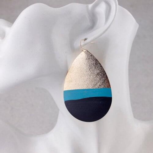 Fashion Pop Painted Teardrop Metal Dangle Drop Earrings for Women