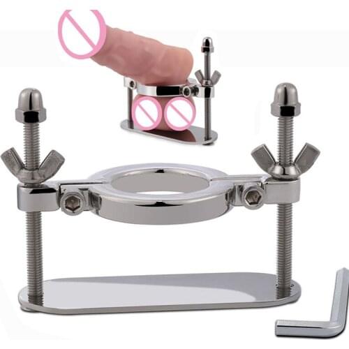 Stainless Steel Penis Lock Scrotum Stretcher BDSM Bondage Dick Ring Testicles Torture Ball Stretcher Cock Ring Sex Toys For Men