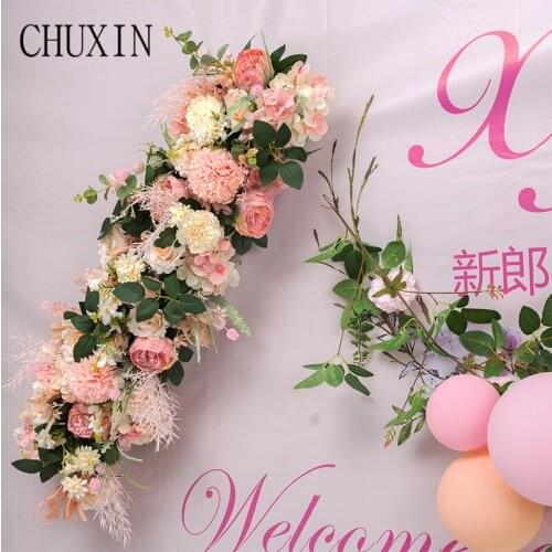 New 95cm wedding rose flower row Stage T station background arch decoration Wedding Water card dining table decor fake flower