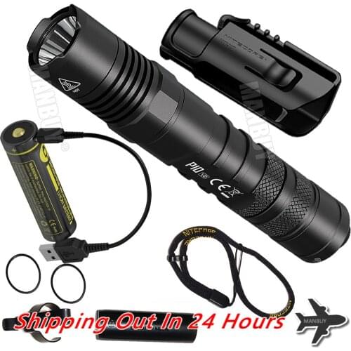 Original NITECORE P10 V2 LED Tactical Flashlight include USB Charger Port 18650 Battery for Outdoor Hunting Waterproof EDC Torch