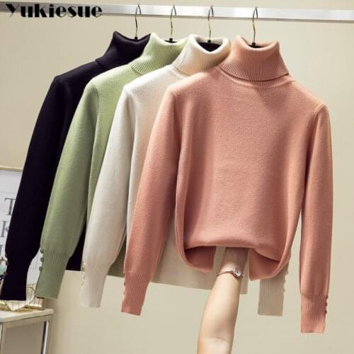 Autumn Winter Knitted Turtleneck Sweater Women Thick Long Oversized Sweaters Women Solid Cashmere Pullovers Korean Tops