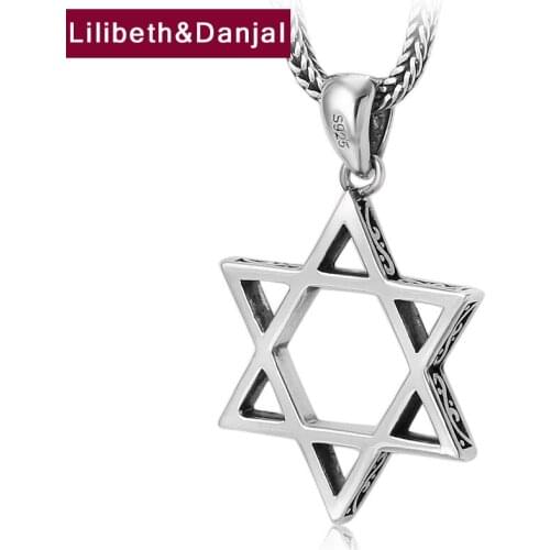 Hexagram Necklace Pendant Real 925 Sterling Silver Vintage Fashion Fine Jewelry Women Men 2021 New Arrival Free Shipping P34