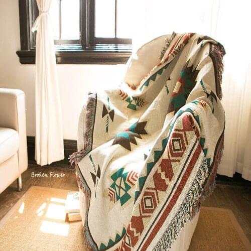 Boho Weaving Sofa Blanket Thread Sofa Blanket Sleeping Blanket Soft Bed Lattice Vintage Home Decor Tapestry Morocco Picnic Blank