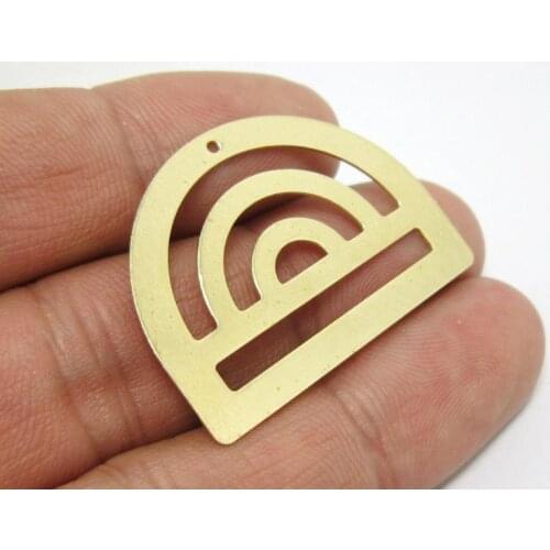 Brass earring charms D shape 35x26x0.7mm brass pendant Half moon sun charm 6pcs R1290