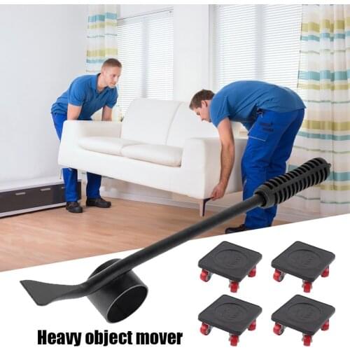 5pcs Professional Roller Bar Furniture Mover Tool Transport Lifter Set Heavy Stuffs Moving 4 Wheeled Handling Device