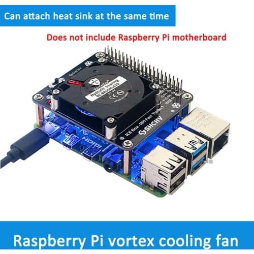 For 4B Vortex Fan Expansion Board with LED Ambient Light Suitable For Pi4 Generation/3B+ Compatible Heat Sink