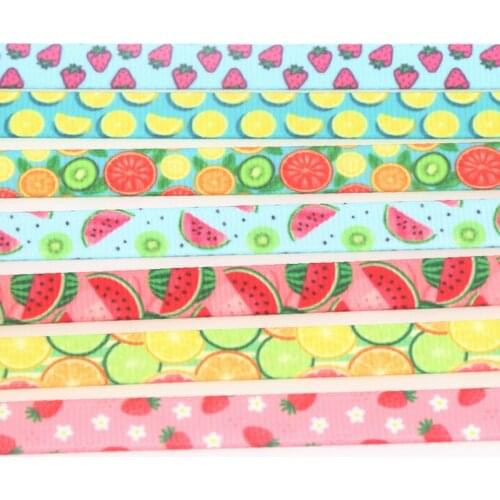 DUWES 3/8'' 50yards Fruit Watermelon Lemon Strawberry printed grosgrain ribbon Accessory hairbow headwear DIY 9mm D1547
