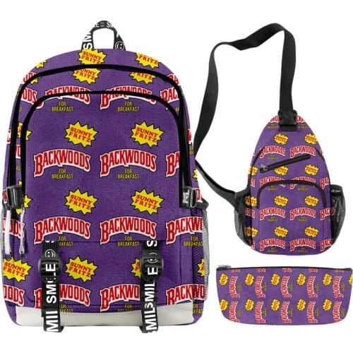 BACKWOODS Backpack Cigar With The Same Print Peripheral Cool And Simple 3pcs Set For Men And Women With USB Charging