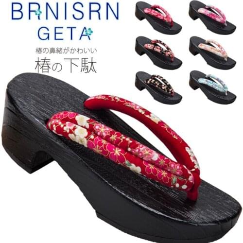 Halloween Shoes for Women Japanese Traditional Cosplay Slippers Wooden Geta Clogs Flip Flops Kimono Oriental Sandals Sauna Wear