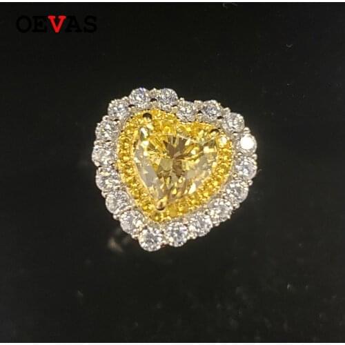 OEVAS Sparking High Carbon Diamond Moissanite Wedding Ring For Women Top Quality 100% 925 Silver Ladies Anniversary Gift Jewelry