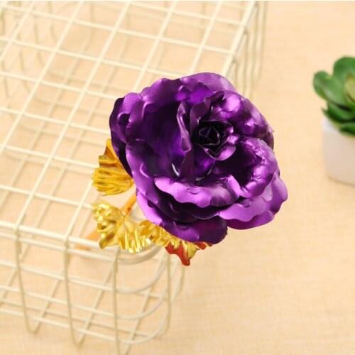 24K Gold Rose Dipped Foil Plated Romantic Flower Artificial Wedding Festive Party Valentine Day Gift LX6428