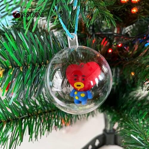 5Pcs 50MM Transparent Christmas Hanging Ball Plastic Ornament Home Party Xmas Tree Hanging Supplies Decorations With Rubber Toys