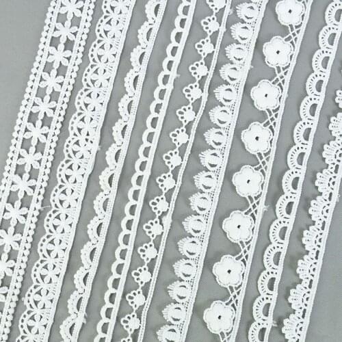 5yards White Cotton Lace Trim Ribbon Embroidered Fabric Trim DIY Craft Sewing Handmade Accessories Clothes Material Supplies