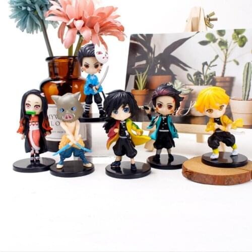6pcs/set Demon Slayer Kimetsu no Yaiba Figure Q ver. Giyuu Inosuke Tanjirou Nezuko Zenitsu Figurine anime Action figure