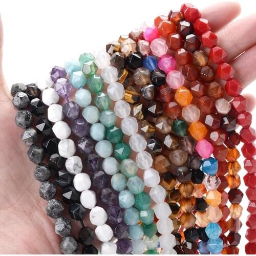 8mm Natural Stone Beads Olives Cut Agates Turquoises Amazonite Crystal Aventurine Bead for Jewelry Making DIY Bracelet Charms