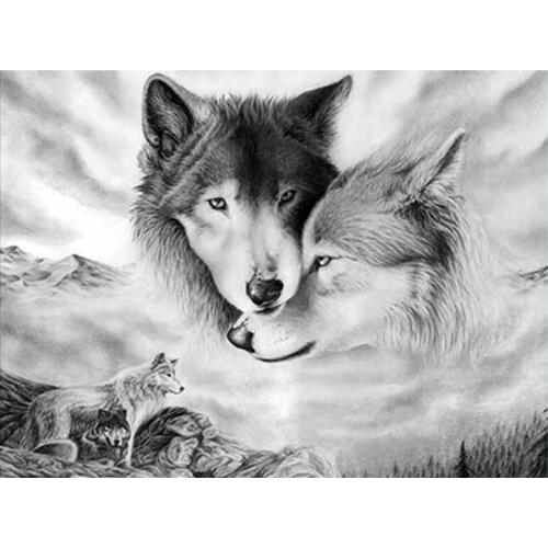 5D DIY Diamond Painting Wolf Love Nordic Poster Diamond Embroidery Mosaic Rhinestones Cross Stitch Home Decor Gifts
