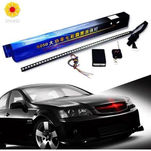 56CM 7 color RGB 147 Modes Strobe Scanner Strip Wireless Remote Control Super bright 12V 5050 48 LED Knight Rider Warning Light