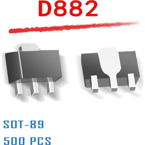 Power Supply D882 SOT-89 500pcs/lot 2SD882 sot89 npn 3A 30V smd data inside