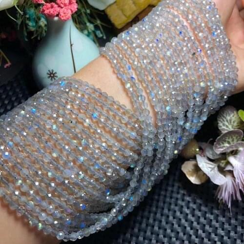 Natural AAA Labradorite Faceted Loose Round Beads Stone 2mm / 3mm / 4mm Jewelry Making DIY Handmade Design