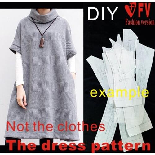 Sewing pattern womens casual high neck dress garment structure cutting drawing BLQ-468