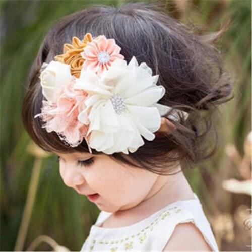 Kid Headband Rose Flower Hairband children Wreath hairpins flower girl hair crown ornament Beach Bows Accessories Ties Turbante