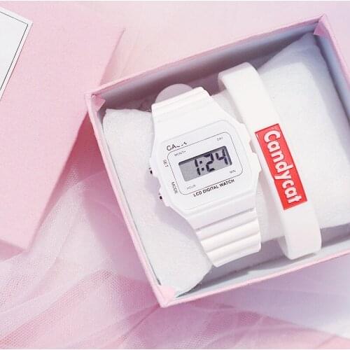 Children Watches LED Digital Clock Simple Student Small Fresh Electronic Watch Stylish Silicone Square Sports Electronic Clocks