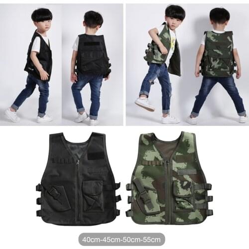 Kid Military Tactical Vest Waistcoat Gear Plate Carrier Camping