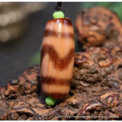 Energy Tibetan Oily Old Agate Patina Orange Red Tiger Tooth dZi Bead Amulet 3A+ Timestown UPD210825A1