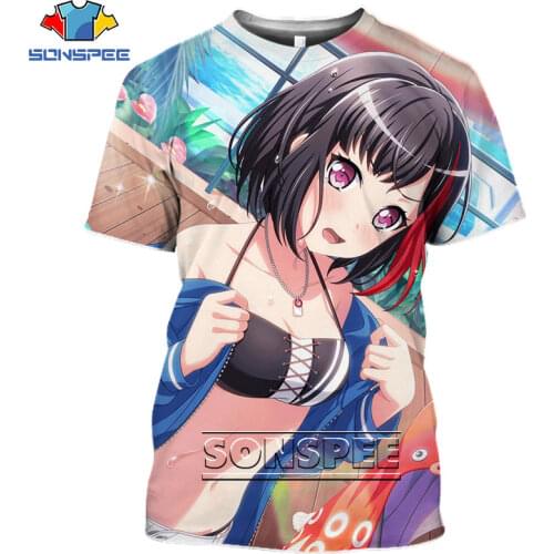 SONSPEE 3D Printing Men Women Tshirt Anime Bang Dream T-shirt Short Sleeve Harajuku Sexy Loli Girl Kawaii Summer Casual Tshirts