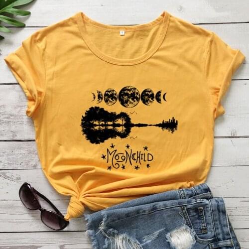 Phases Of Moon Child T-shirt Mystical Tree Of Life Moon Phases Tshirt Aesthetic Women Graphic Nature Hippie Tees Tops