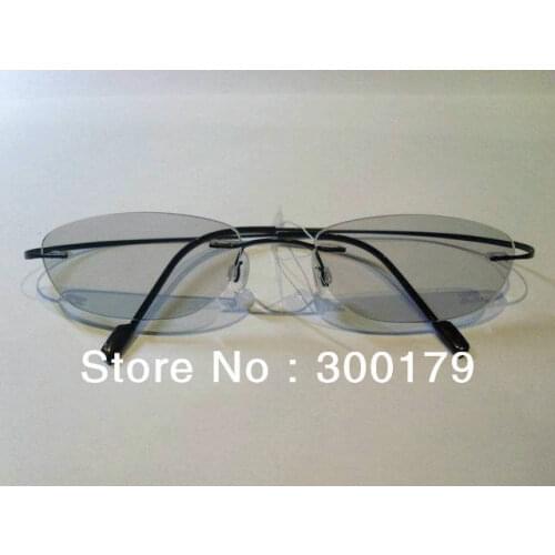 Bestseller Rimless Non-screw 6g Pure Titanium Prescription Eyeglasses Optical Frame + 1.56 Seven Colors Tinted Lenses 1 Set/lot