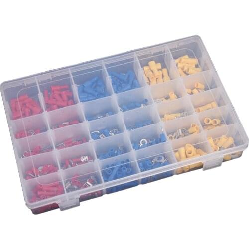 Insulated Spade Crimp Terminal Butt Electrical Wire Cold-Pressure Terminal Sets Fork Ring Lugs Rolled Terminals Kits