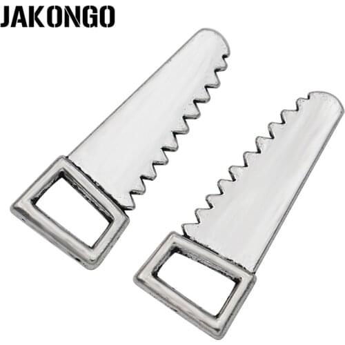 JAKONGO Antique Silver Plated Saw Charms Pendants for Jewelry Making Bracelet Accessories DIY Craft 23x9mm 20pcs/lot